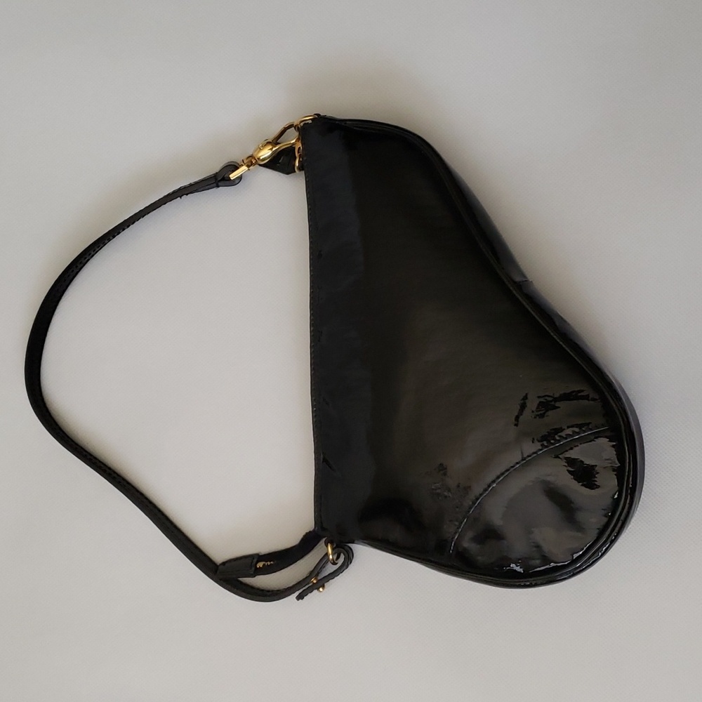 *Rare* Y2K Dior Oblique Trotter Pattern Embossed Patent Leather Mini Saddle Bag - Picture 2 of 14